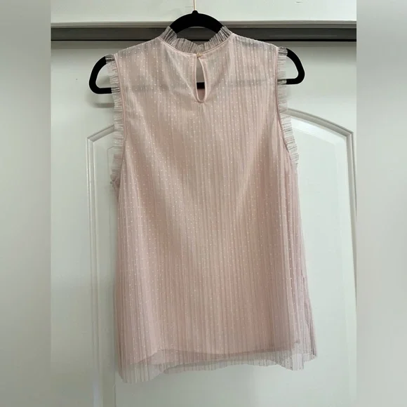 Chelsea 28 Pleated Swiss Dot Mock Neck Sleeveless Top - Picture 6 of 8